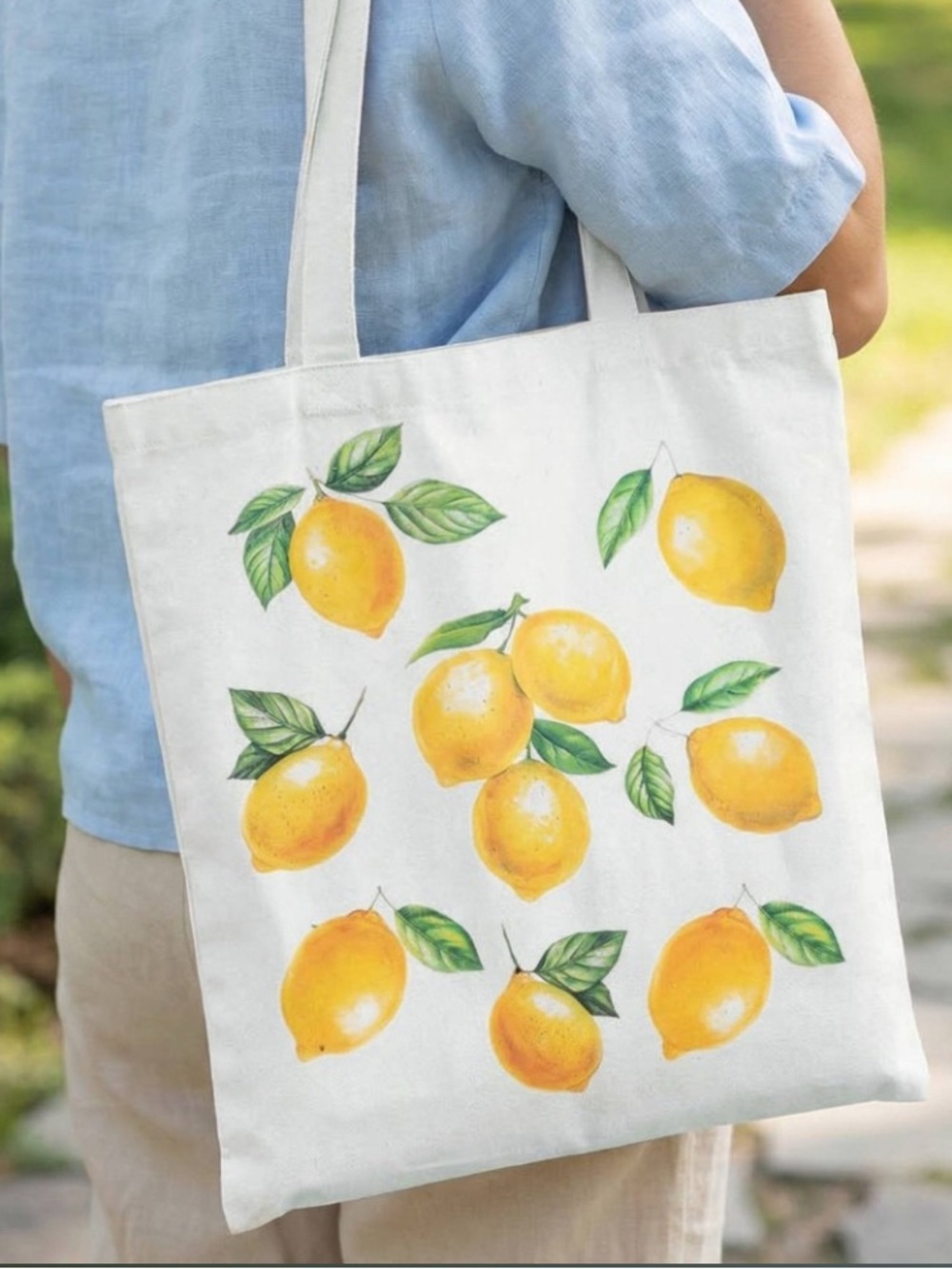 Multi Print Tote Bags with Wildflowers or Lemon Print